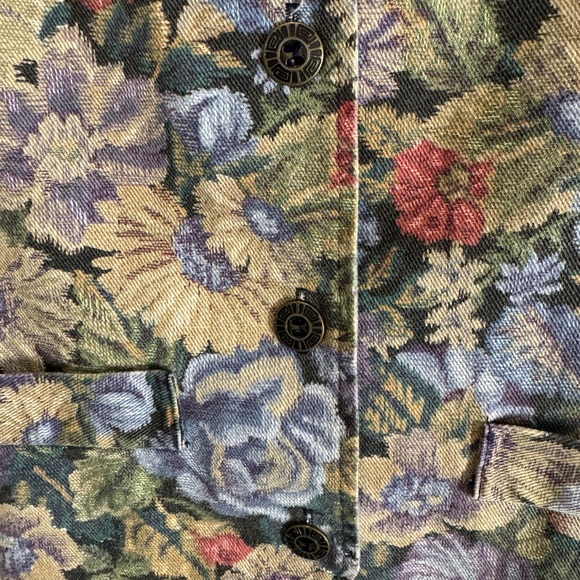 Vintage 80s 90s Tapestry Dark Floral Vest Brocade Cottagecore Fall Rose Academia - Picture 3 of 6
